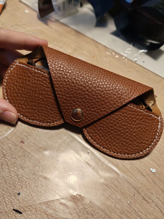 Étui à lunettes en simili cuir Cognac 